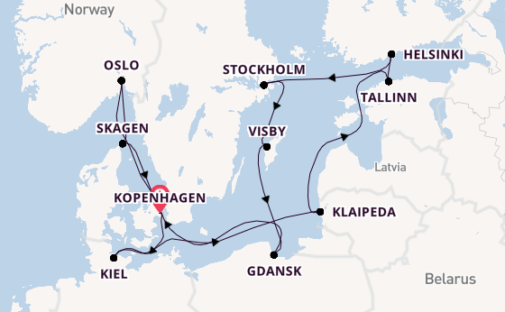 Noorwegen vanaf Kopenhagen, Denemarken met de Sapphire Princess