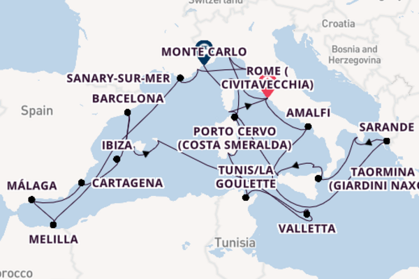 Western Mediterranean from Rome (Civitavecchia), Italy with the Seabourn Sojourn