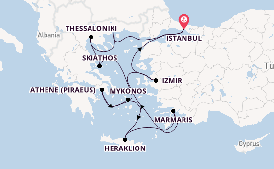 Oostelijke Middellandse Zee vanaf Istanbul, Turkije met de Seven Seas Splendor