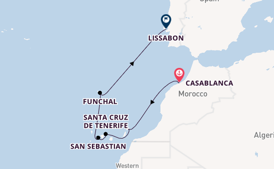 Canarische Eilanden vanaf Casablanca, Marokko met de EXPLORA II