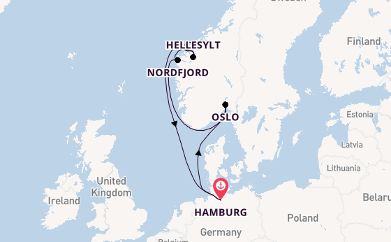 Noorwegen vanaf Hamburg, Duitsland met de Mein Schiff Relax
