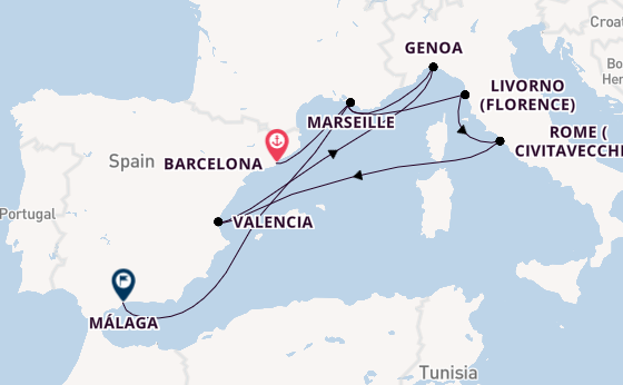Western Mediterranean from Barcelona, Spain with the MSC Sinfonia