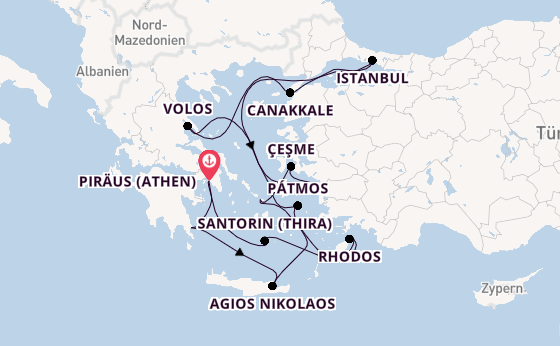 Östliches Mittelmeer ab Piräus (Athen), Griechenland auf der Seabourn Ovation