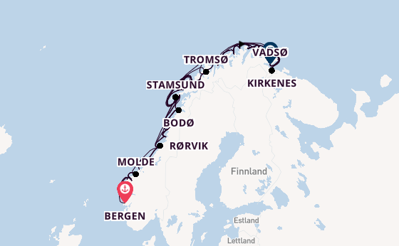 Norwegen ab Bergen, Norwegen auf der MS Kong Harald