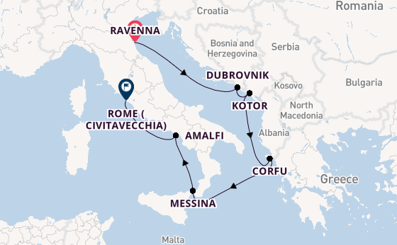 Mediterranean Sea from Ravenna, Italy with the Explorer of the Seas