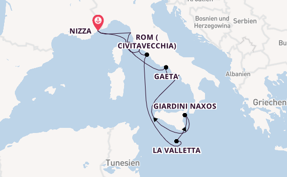 Westliches Mittelmeer ab Nizza, Frankreich auf der Silver Shadow