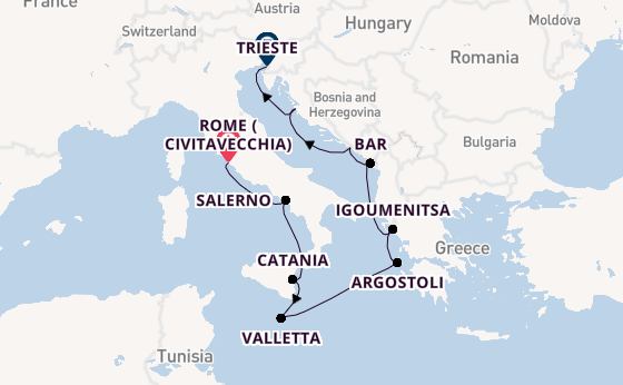 Mediterranean Sea from Rome (Civitavecchia), Italy with the Allura