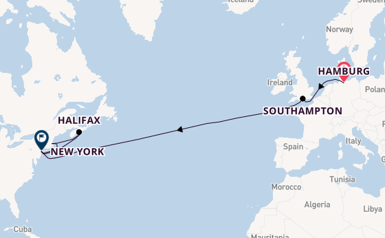 Transatlantic from Hamburg, Germany with the Queen Mary 2