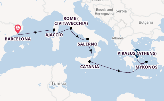 Mediterranean from Barcelona, Spain with the Scarlet Lady