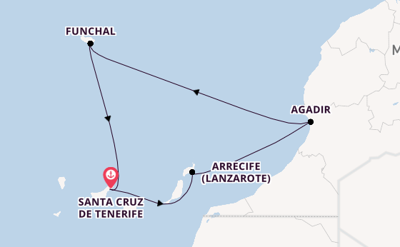 Kanarische Inseln ab Santa Cruz de Tenerife, Spanien auf der Azura
