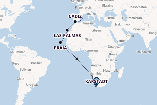 Südliches Afrika ab Palma de Mallorca, Spanien auf AIDAstella