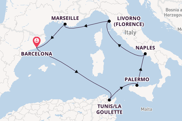 Western Mediterranean from Barcelona, Spain with the MSC Virtuosa