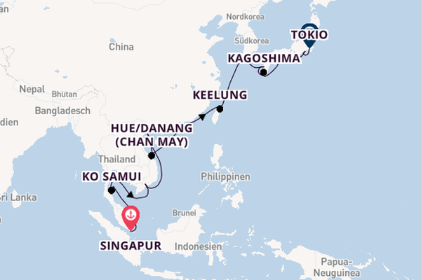 Ostasien ab Singapur, Singapur auf der Coral Princess