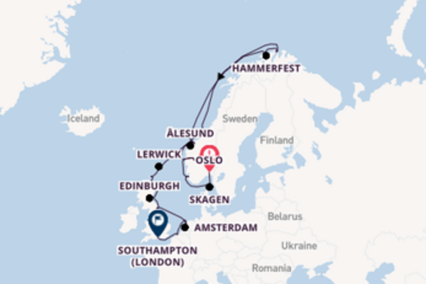 Cruising from Oslo to Southampton (London)