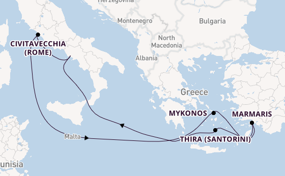 Middellandse Zee vanaf Napels, Italië met de MSC Divina