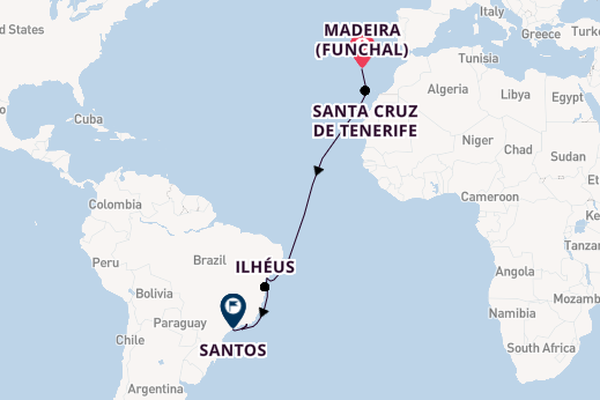 Brazil from Madeira (Funchal), Azores, Portugal with the MSC Preziosa