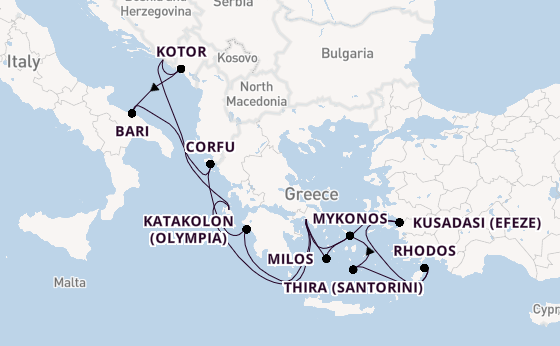 Oostelijke Middellandse Zee vanaf Athene (Piraeus), Griekenland met de Celestyal Journey