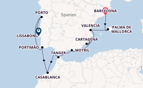 Westliches Mittelmeer ab Barcelona, Spanien auf der Marina