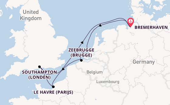 Engeland vanaf Bremerhaven, Duitsland met de Mein Schiff 3