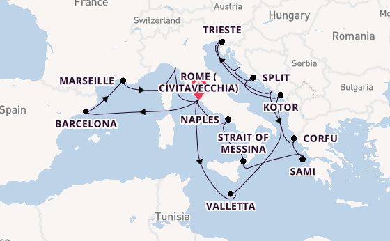 Mediterranean from Rome (Civitavecchia), Italy with the Queen Elizabeth