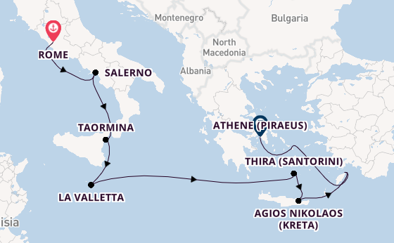 Middellandse Zee vanaf Rome, Italië met de Silver Nova