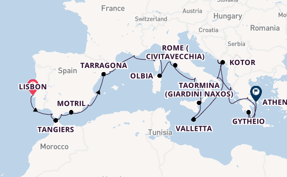 Mediterranean Sea from Lisbon, Portugal with the Seabourn Ovation 