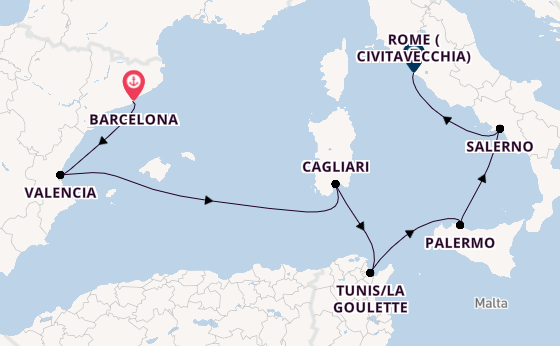 Western Mediterranean from Barcelona, Spain with the Viking Vela