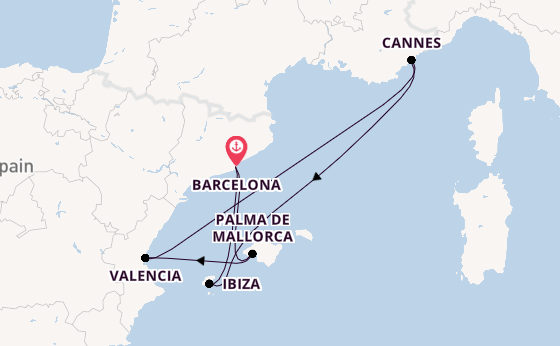 Western Mediterranean from Barcelona, Spain with the Valiant Lady