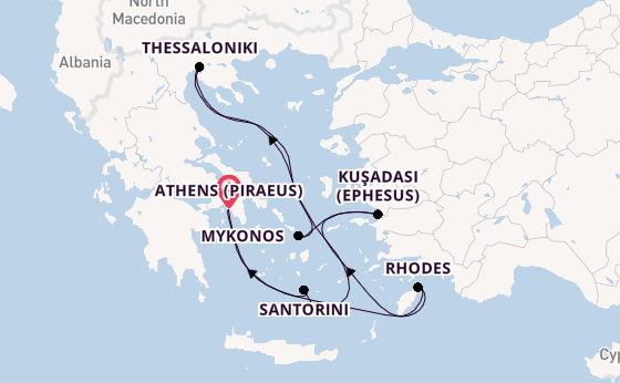 Eastern Mediterranean from Athens (Piraeus), Greece with the Celebrity Infinity