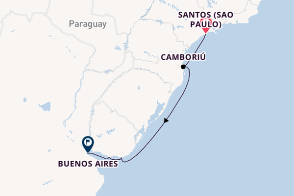 Südamerika ab Santos (Sao Paulo), Brasilien auf der MSC Seaview