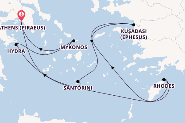 Eastern Mediterranean from Athens (Piraeus), Greece with the Celebrity Infinity
