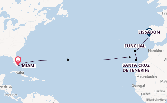 Transatlantik ab Miami auf der Silver Dawn