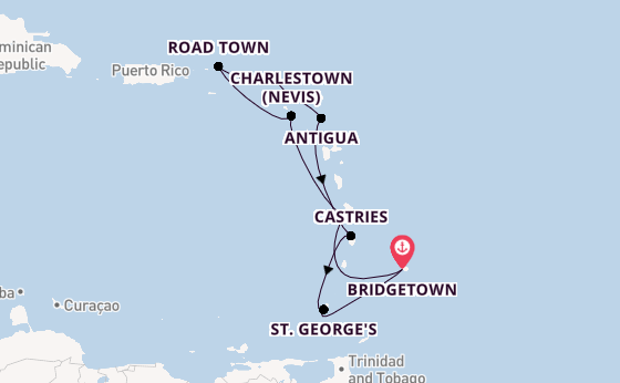 Southern Caribbean from Bridgetown, Barbados with the Arvia