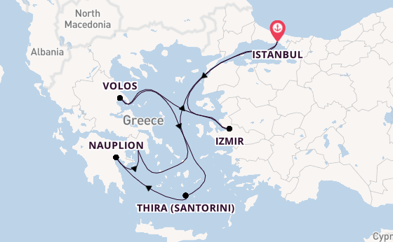 Oostelijke Middellandse Zee vanaf Istanbul, Turkije met de Costa Pacifica