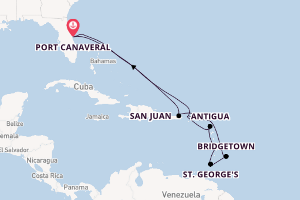 14 day expedition on board the Carnival Venezia from Port Canaveral