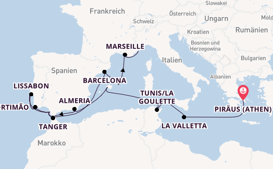 Mittelmeer ab Piräus (Athen), Griechenland auf der Seven Seas Splendor
