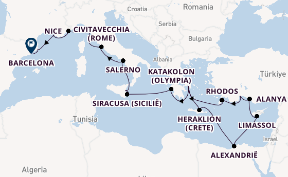 Middellandse Zee vanaf Athene (Piraeus), Griekenland met de Azamara Journey