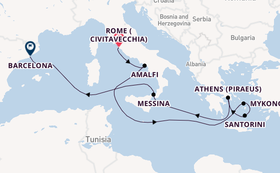 Mediterranean Sea from Australia with the Mariner of the Seas