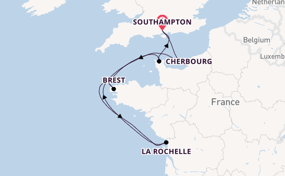 British Isles from Southampton, England with the Queen Anne