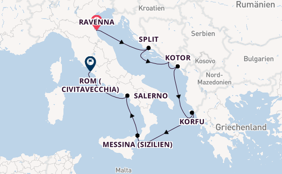 Mittelmeer ab Ravenna, Italien auf der Norwegian Sun