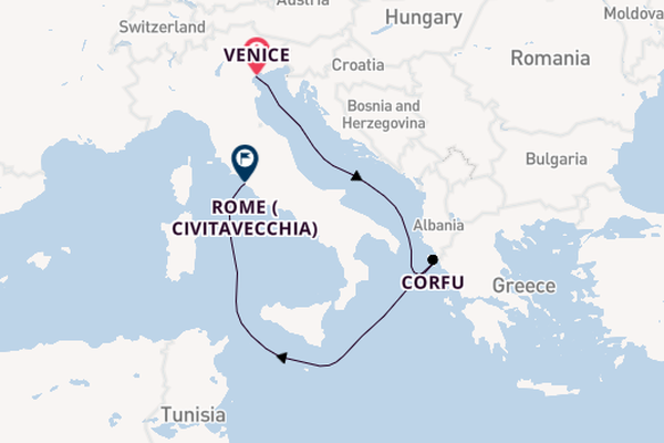 Mediterranean Sea from Venice, Italy with the MSC Lirica