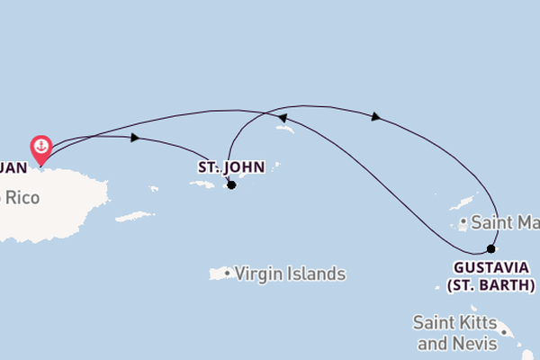 Eastern Caribbean from San Juan, Puerto Rico with the Evrima