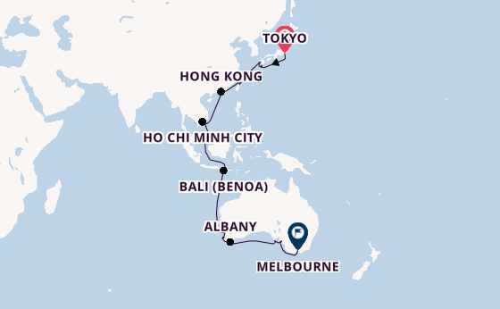 Australia from Tokyo, Japan with the Silver Moon