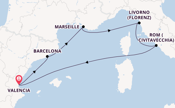 Westliches Mittelmeer ab Valencia, Spanien auf der MSC Sinfonia