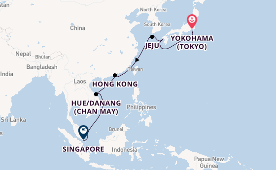 Japan & South Korea Cruising with Tokyo, Mount Fuji & Bullet Train Tour & Singapore Escapade