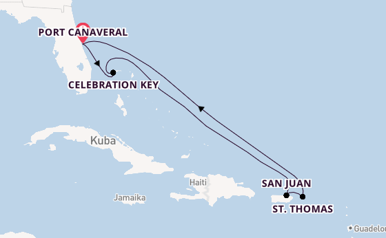 Karibik ab Port Canaveral, USA auf der Mardi Gras