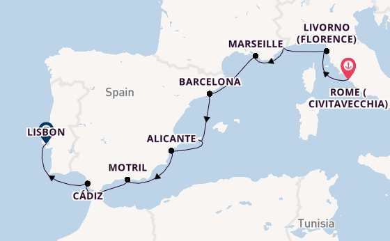 Western Mediterranean from Rome (Civitavecchia), Italy with the Norwegian Viva