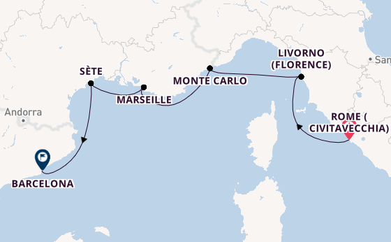 Western Mediterranean from Rome (Civitavecchia), Italy with the Viking Lyra