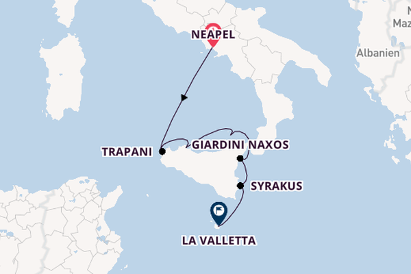 Westliches Mittelmeer ab Neapel, Italien auf der SEA CLOUD II