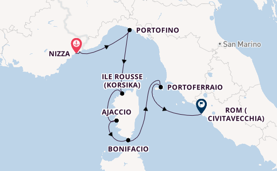 Westliches Mittelmeer ab Nizza, Frankreich auf der Royal Clipper